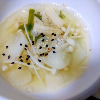 菊芋えのき葉玉葱のスープ